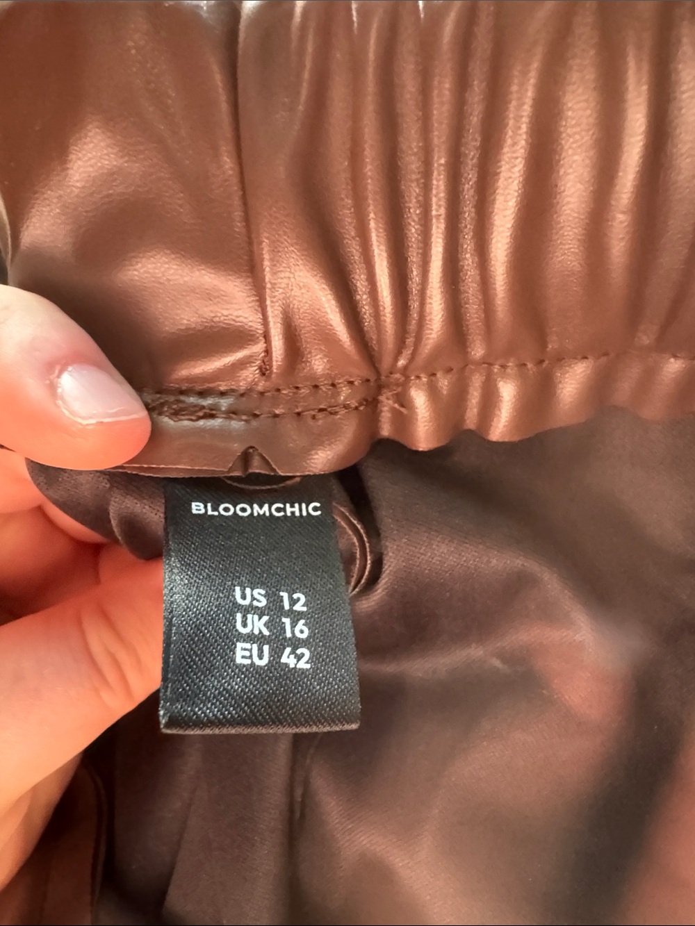 BloomChic Faux Leather Midi Skirt in Chocolate Brown - Picture 2 of 2